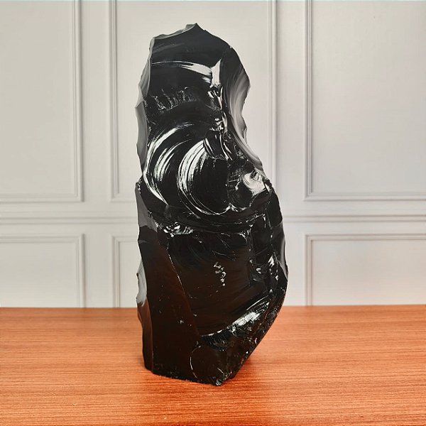 Obsidiana Negra Bruta - Base Serrada
