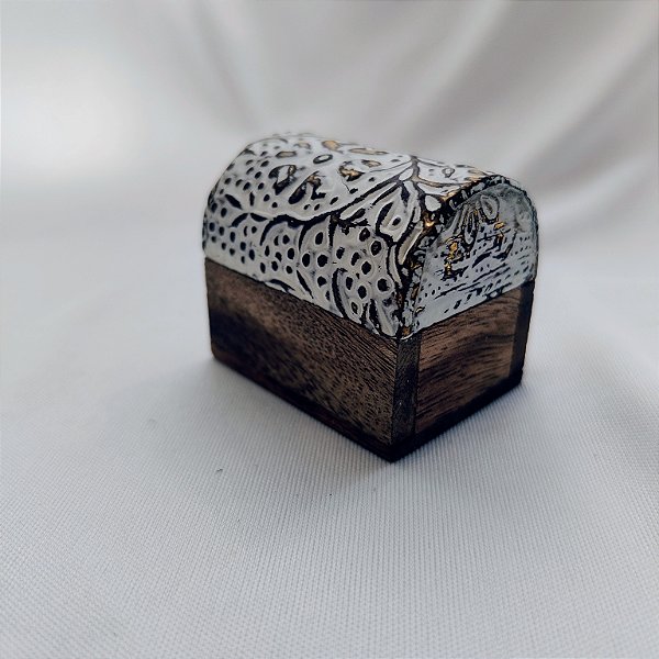 Caixa Indiana Decorada Floral P Madeira