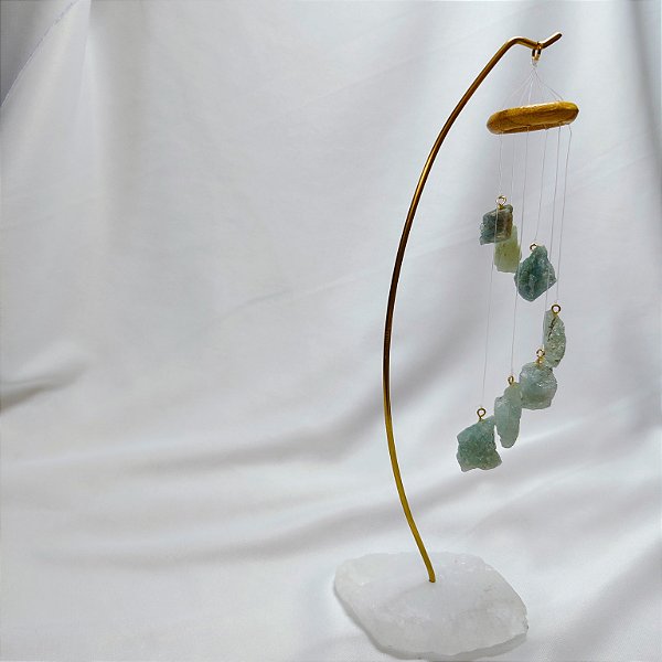 Móbile de Mesa Água Marinha Bruta - Base Quartzo Branco