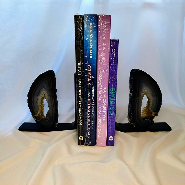 Aparador de Livros Chapa de Ágata Azul - Base de Ferro