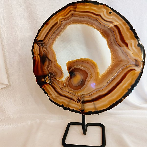 Chapa Ágata Marrom Natural - Base de Ferro