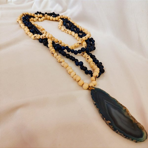 Colar de Mesa Acapulco com Chapa de Ágata - Sementes