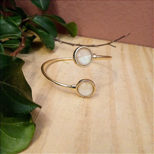 Bracelete com Ponta Concha Natural Nautilus - Folheado a Ouro