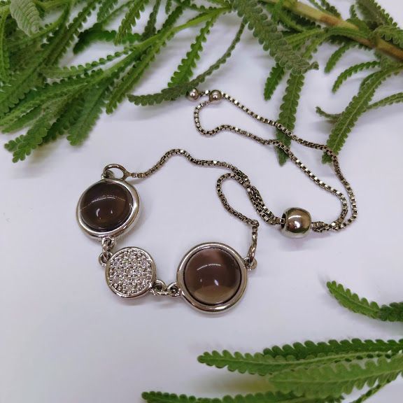 Pulseira Obsidiana Fumê e Zircônia