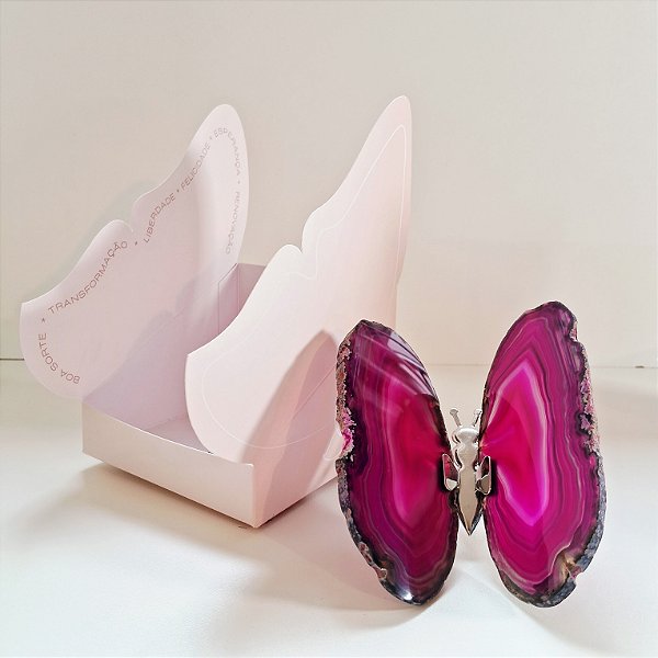 Borboleta Ágata Pink - Prata - Coleção Asas