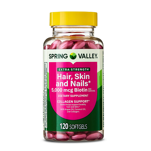 Spring Valley - Biotina 5.000 Mcg + Colágeno 120 Softgels