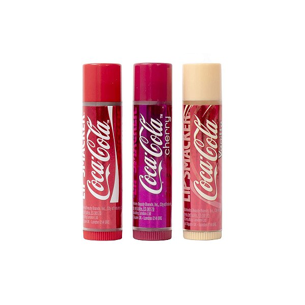 Kit Lip Balm Hidratante Labial Kit Coca Cola Cherry, Vanilla e Tradicional