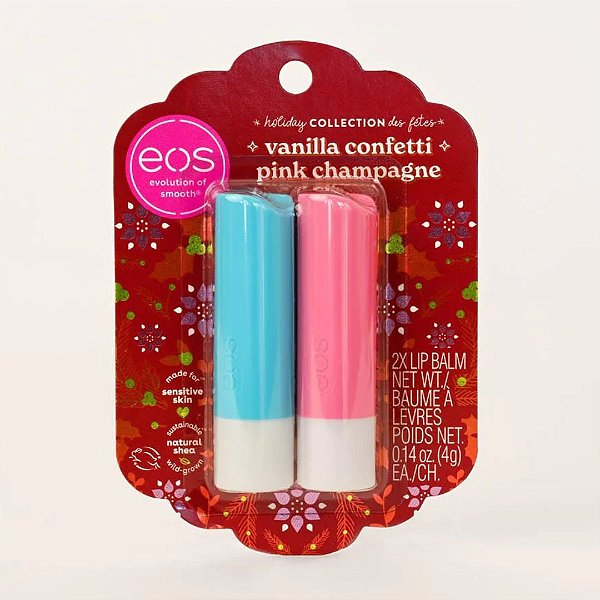 Eos Lip Balm Bastão Vanilla Confetti & Pink Champagne - Hidratante Labial