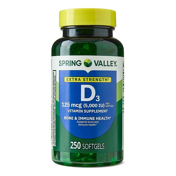 Spring Valley - Vitamina D3 125 mcg, 5.000 UI, 250 Softgels