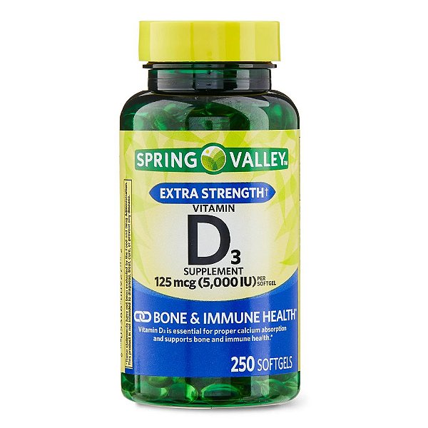 Spring Valley - Vitamina D3 125 mcg, 5.000 UI, 250 Softgels