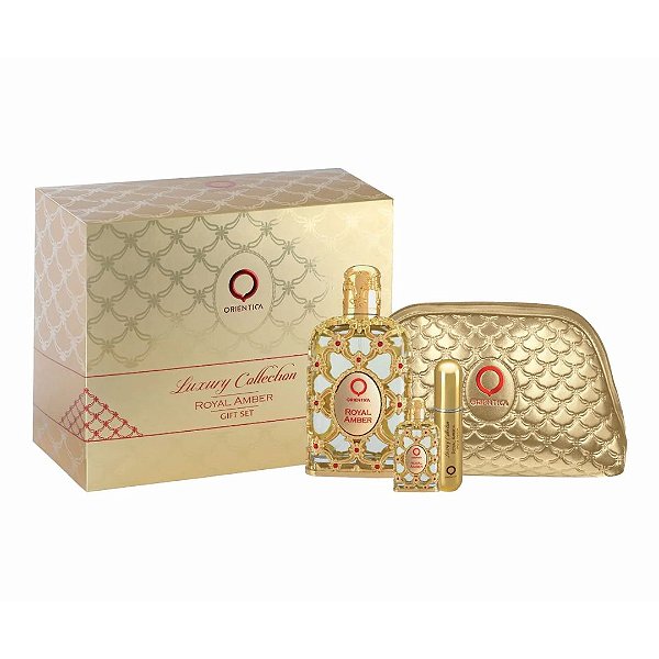 Orientica - Kit Perfume Árabe Royal Amber 80ml + Miniatura 7,5ml + Atomizador + Necessaire