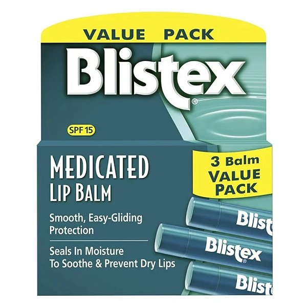 Blistex - Lip Balm Hidratante Labial Bastão Medicated - Kit com 3 unidades