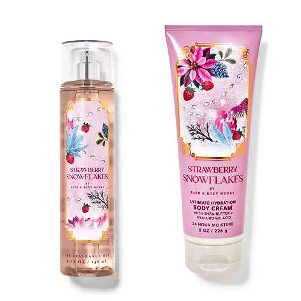 Bath & Body Works - Kit Body Splash + Hidratante Corporal Strawberry Snowflakes