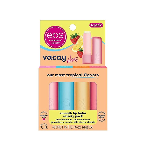 Eos Lip Balm Bastão Vacay Vibes 4 Unidades - Hidratante Labial