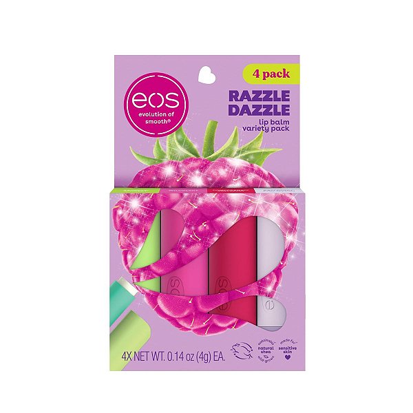 Eos Lip Balm Bastão Razzle Dazzle 4 Unidades - Hidratante Labial