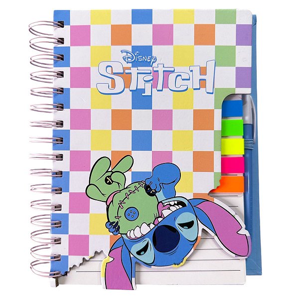Disney Stitch Caderno de Anotação Com Marcadores e Caneta