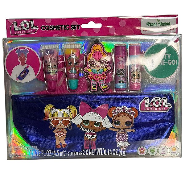 Lol Surprise! Kit de Lip Balm, Lip Gloss, Pochete e Chaveiro