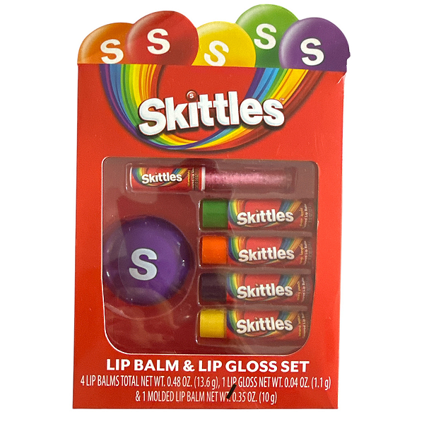 Skittles - Kit Lip Balm Hidratante Labial e Gloss