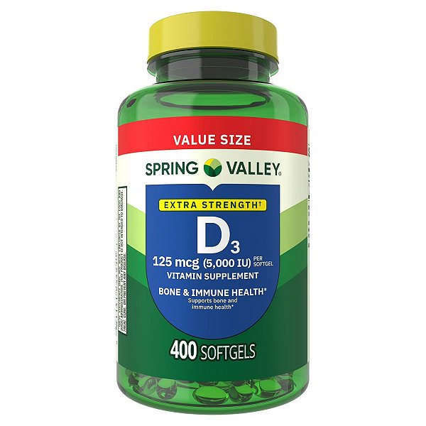 Spring Valley - Vitamina D3 125mcg (5,000 IU) 400 Softgels