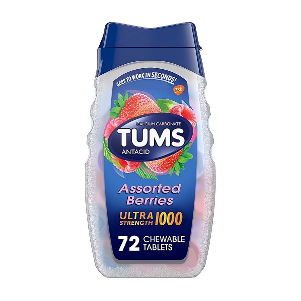 Tums - Comprimidos Mastigáveis Antiacid Ultra Strength 1000 Assorted Berries 72 Tabletes