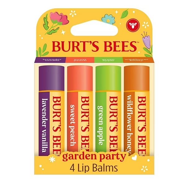 Burt's Bees Lip Balm Bastão Sabores - Hidratante Labial - Kit Com 4 Unidades