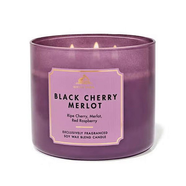 Bath Body & Works - Vela Aromática 3 Pavios Black Cherry Merlot