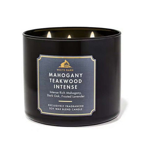 Bath Body & Works - Vela Aromática 3 Pavios Mahogany Teakwood Intense