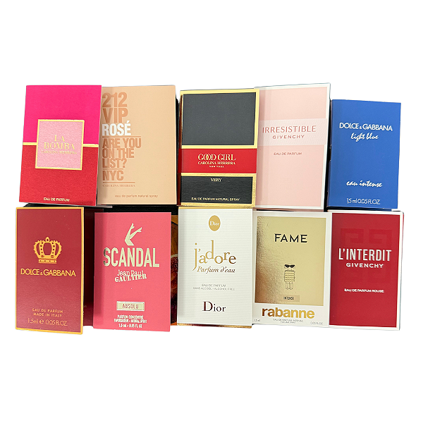 Kit Amostras Flaconetes Perfumes Importados - 10 Mais Vendidos Femininos