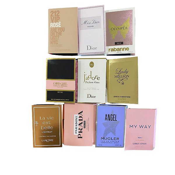 Kit Amostras Flaconetes Perfumes Importados - 10 Mais Vendidos Femininos
