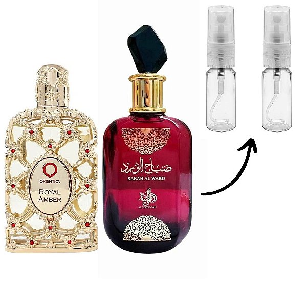 Kit Decant - Perfume Árabe Sabah Al Ward Feminino Edp + Royal Amber Unissex Edp