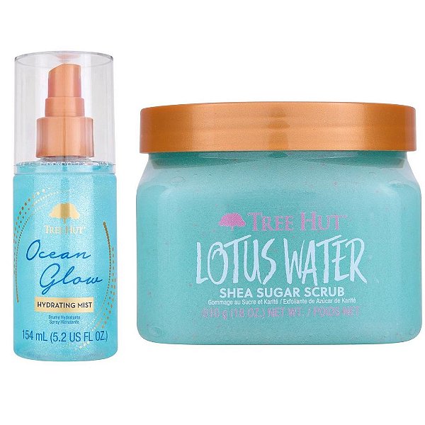 Kit Tree Hut - Body Splash Ocean Glow Hydrating Mist + Esfoliante Corporal Lotus Water