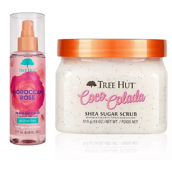 Kit Tree Hut - Body Splash Moroccan Rose Fragrance Mist + Esfoliante Corporal Coco Colada