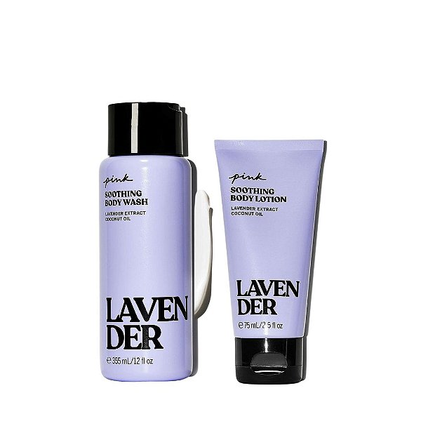Kit Victoria's Secret PINK Gel de Banho Corporal Lavender Body Wash + Mini Loção Corporal Lavender Body Lotion