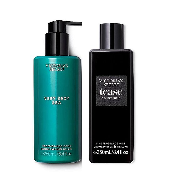 Kit Victoria's Secret Loção Hidratante Corporal Very Sexy Sea + Mist Tease Candy Noir Fine