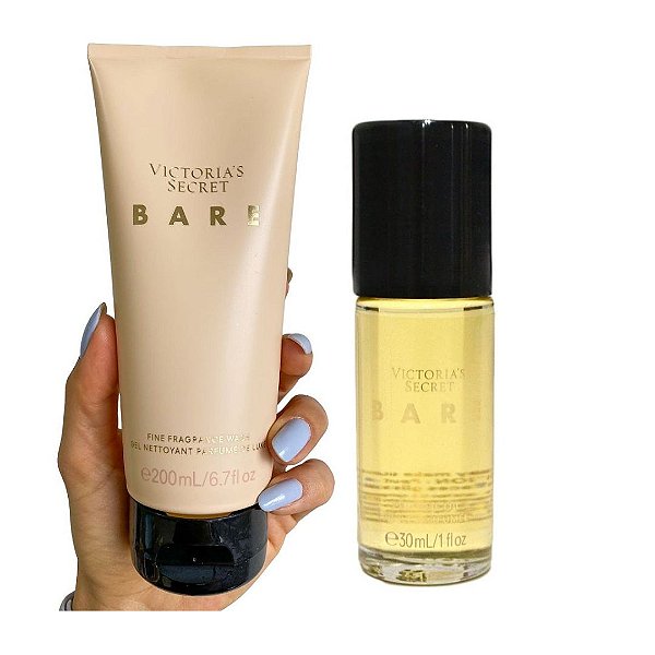 Kit Victoria's Secret Gel de Banho Bare Fine Fragrance Wash + Perfume Bare em Óleo Fragrance Oil