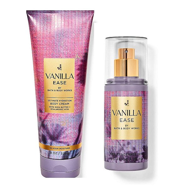 Kit Bath & Body Works Creme Hidratante Corporal Body Cream Vanilla Ease + Mini Body Splash Vanilla Ease