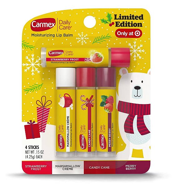 Carmex Lip Balm Bastão Sabores Edição Limitada - Kit 4 Unid