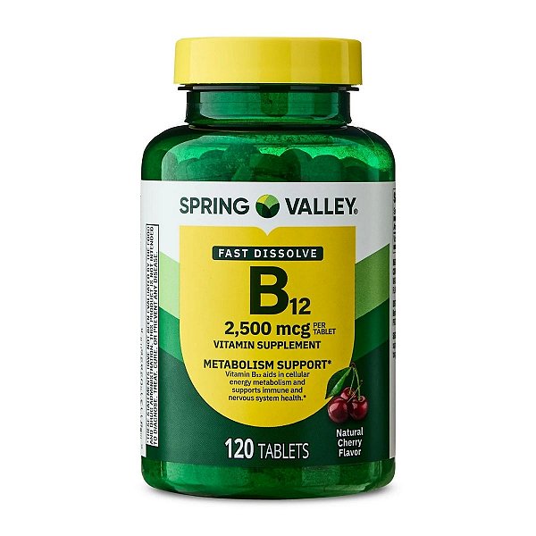 Vitamina B12 Spring Valley 2.500 mcg 120 Tablets Cherry