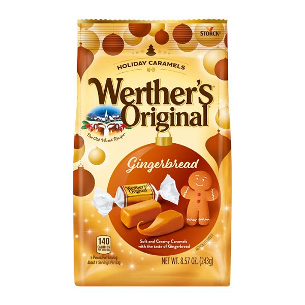 Werther's Original - Bala de Caramelo Gingerbread Soft Caramels 243g Edição Limitada