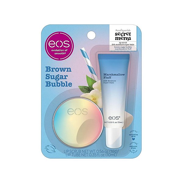 Eos - Kit Lip Balm Hidratante Labial & Esfoliante Labial Brown Sugar Bubble