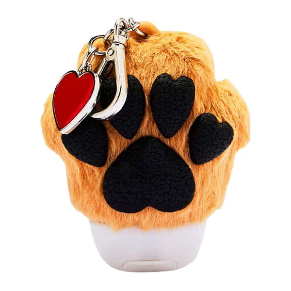 Bath & Body Works - Capinha Porta Álcool Gel Chaveiro Patinha Peluciada Brown Heart Paw with Charm