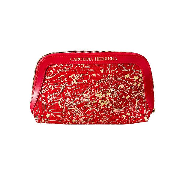 Carolina Herrera - Nécessaire Vermelha com Detalhes em Dourado