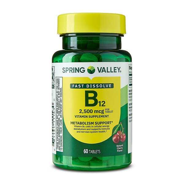 Vitamina B12 Spring Valley 2.500 mcg 60 Tablets Cherry