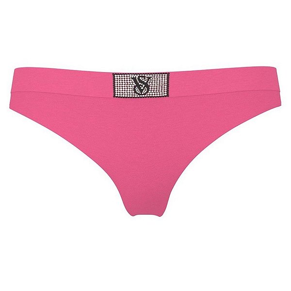 Victoria's Secret - Calcinha Algodão Rosa Com Logo Brilhante Tamanho M