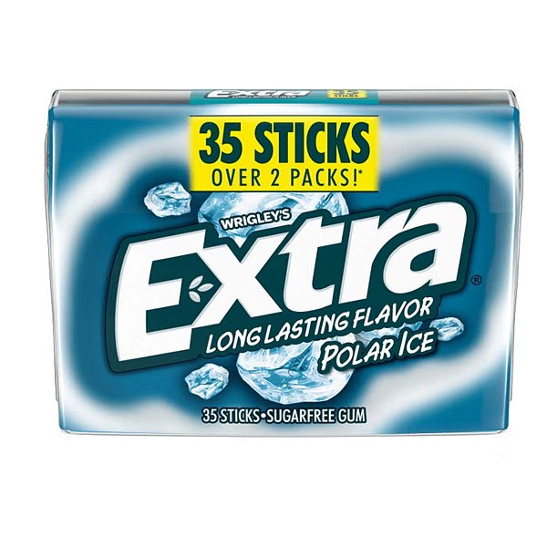 Extra Gum - Chiclete De Menta Sem Açúcar Polar Ice Goma de Mascar 35 unidades