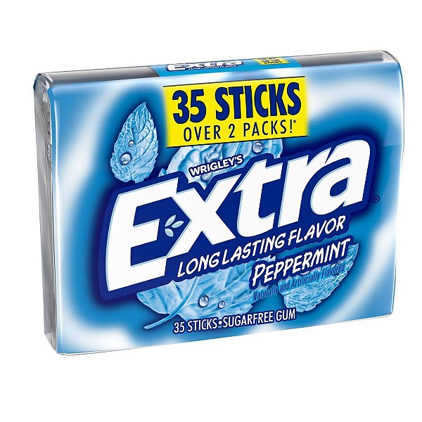 Extra Gum - Chiclete De Hortelã-Pimenta Sem Açúcar Peppermint Goma de Mascar 35 unidades
