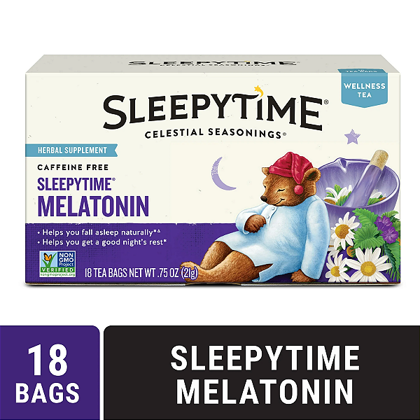 Celestial Seasonings - Chá Sleepytime Wellness Melatonin Herbal Tea Bags