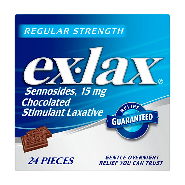 Ex-Lax Regular Strength – Comprimidos Laxantes Estimulantes Sabor Chocolate para Alívio da Constipação – 24 Unidades