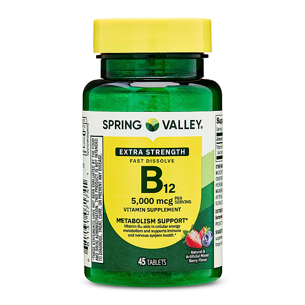 Vitamina B12 Spring Valley 5.000mcg 45 Tablets Mixed Berry