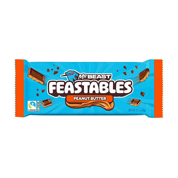 Barra de Chocolate ao Leite com Pasta de Amendoim Feastables MrBeast 60g - Peanut Butter